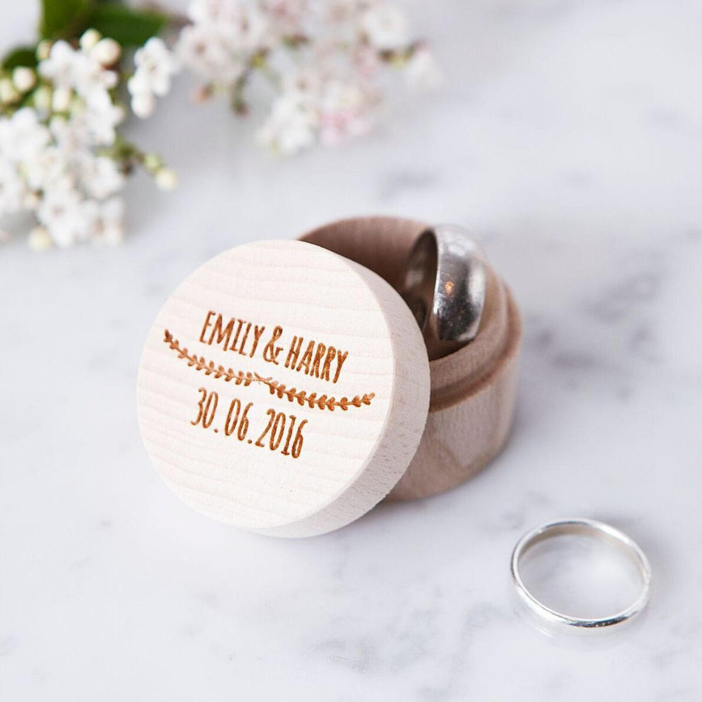 Couples Wedding Date Floral Ring Box by Clouds and Currents