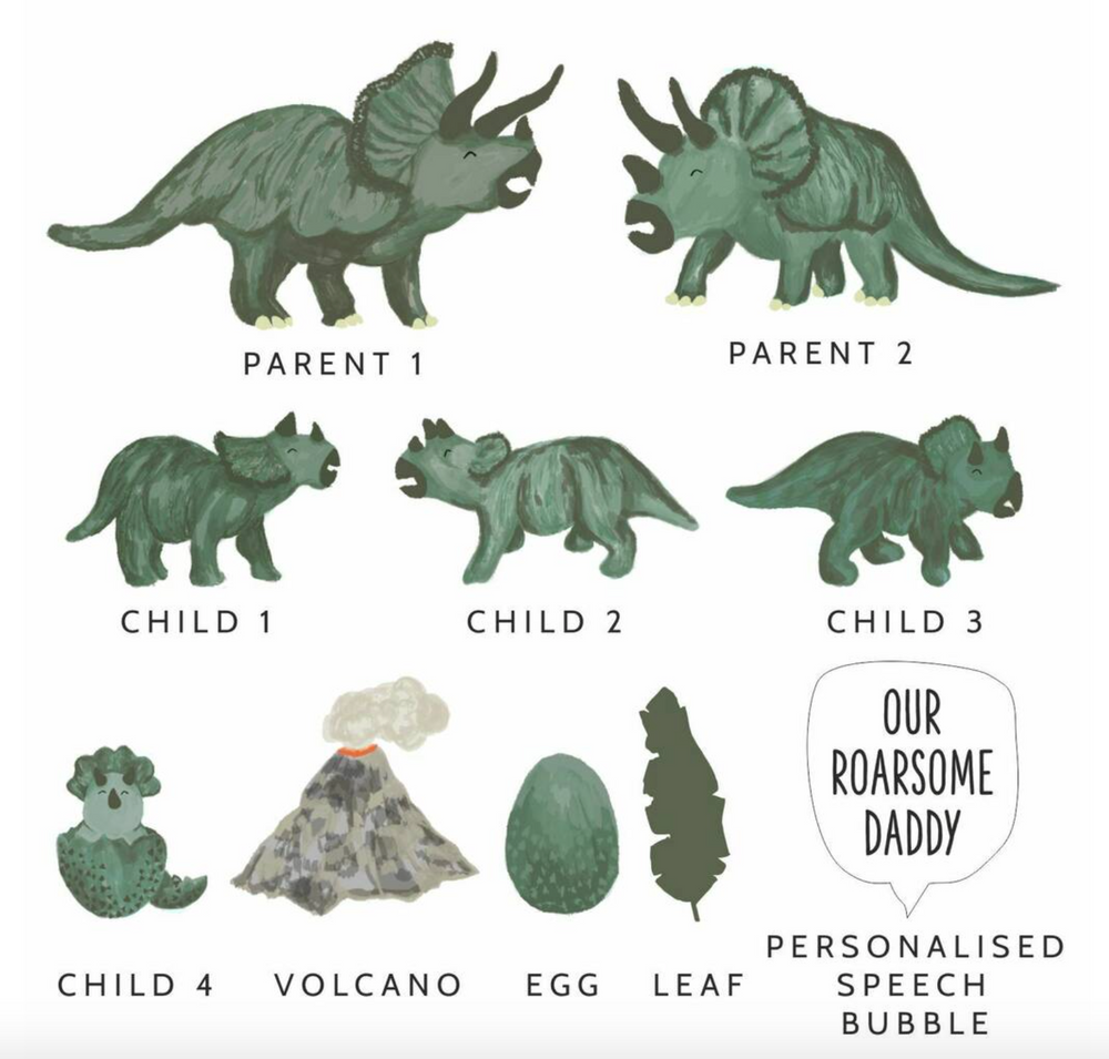 Personalised Family Dinosaur Magnets Father's Day Card by Clouds and Currents