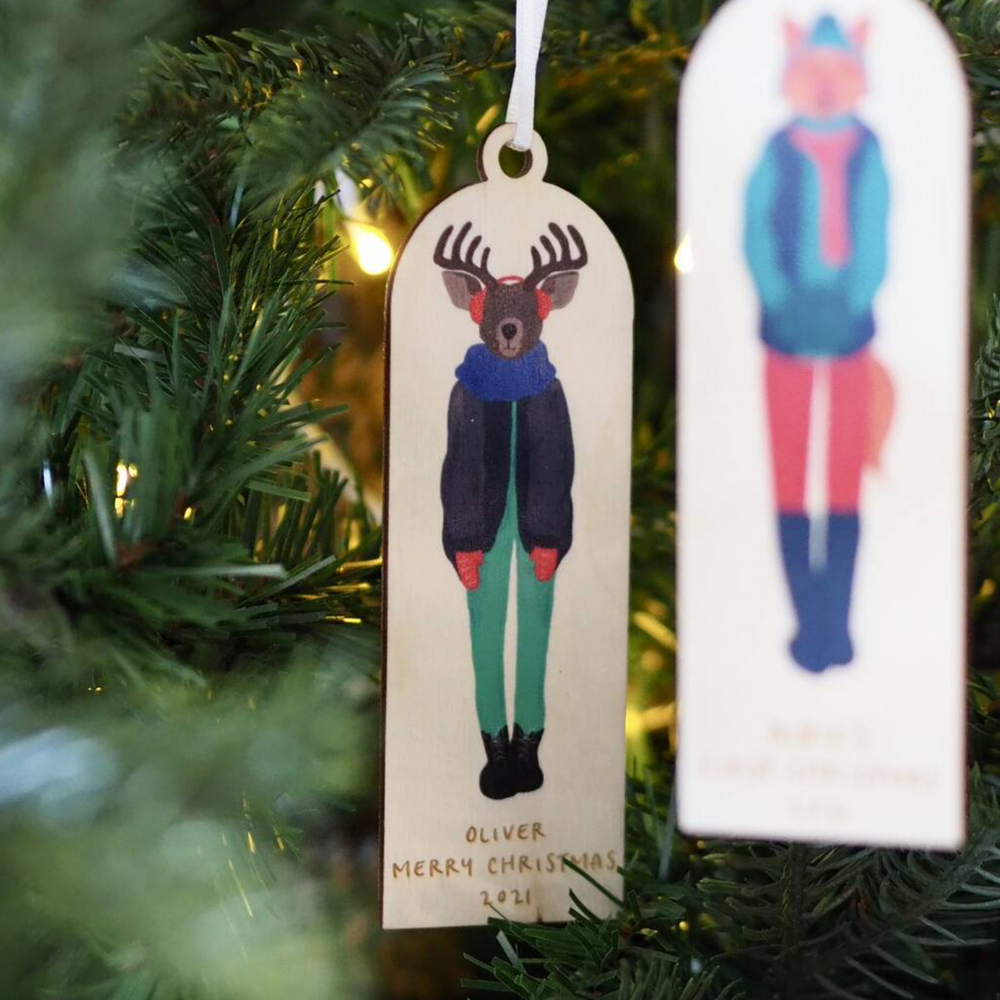 Personalised Winter Reindeer Christmas Decoration