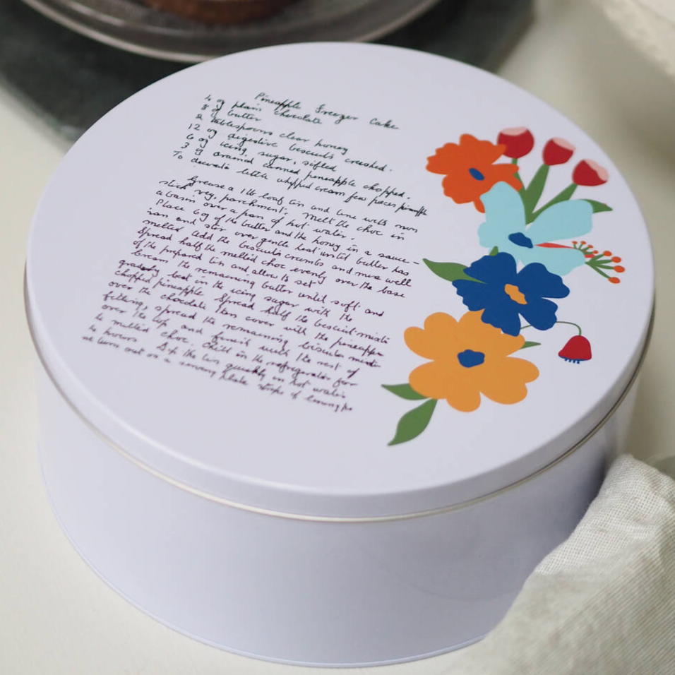 Personalised Handwritten Family Recipe Cake Tin by Clouds and Currents