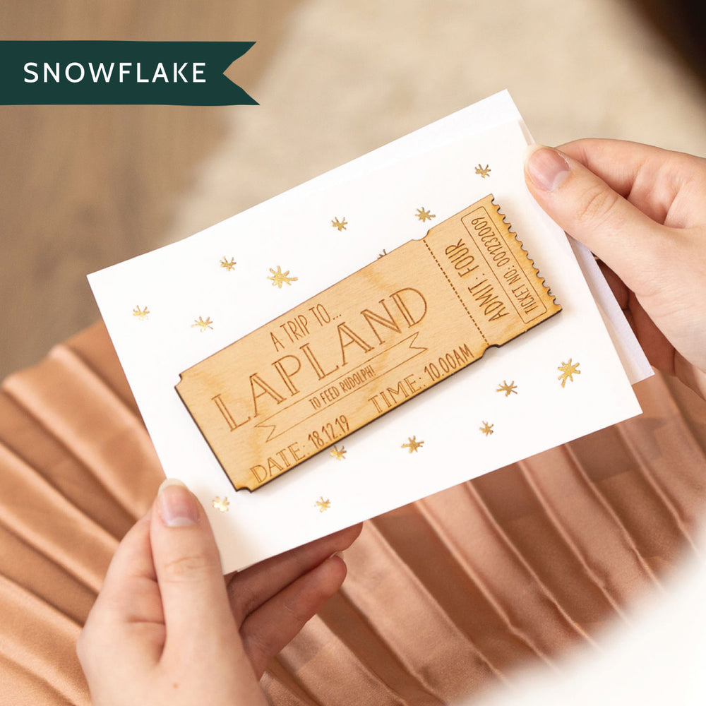Personalised Wooden Ticket Christmas Card by Clouds and Currents