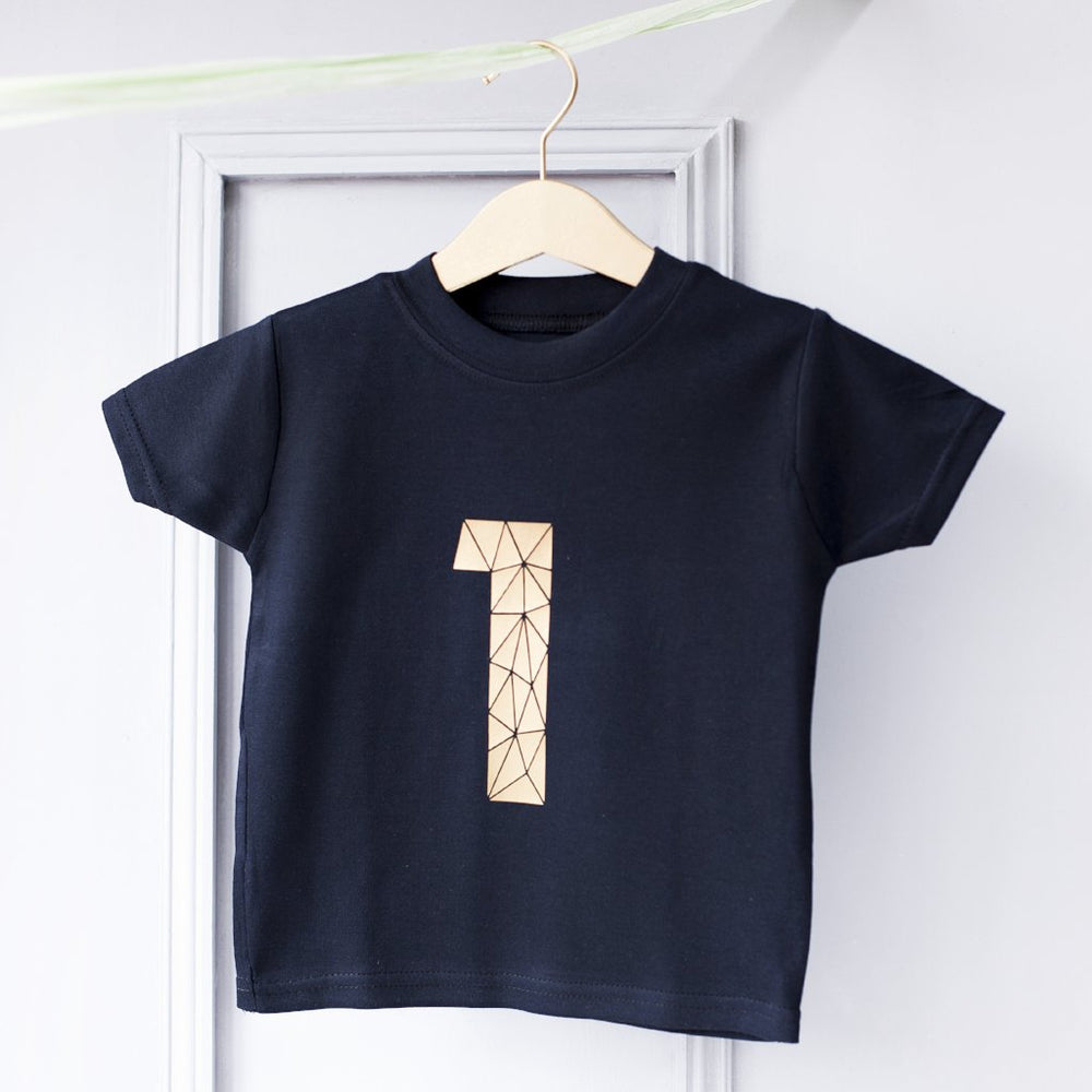 Geometric Number Kid's Birthday T-Shirt by Clouds and Currents