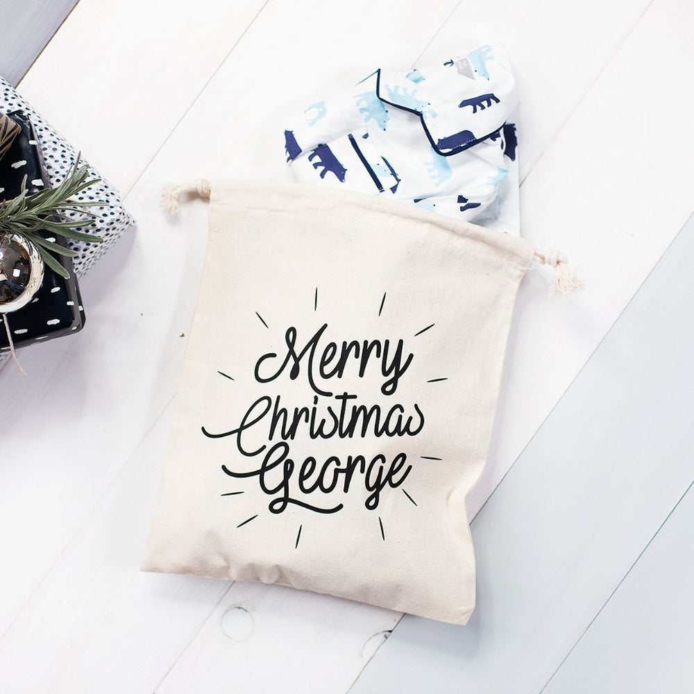 Personalised Merry Christmas Eve Bag by Clouds and Currents