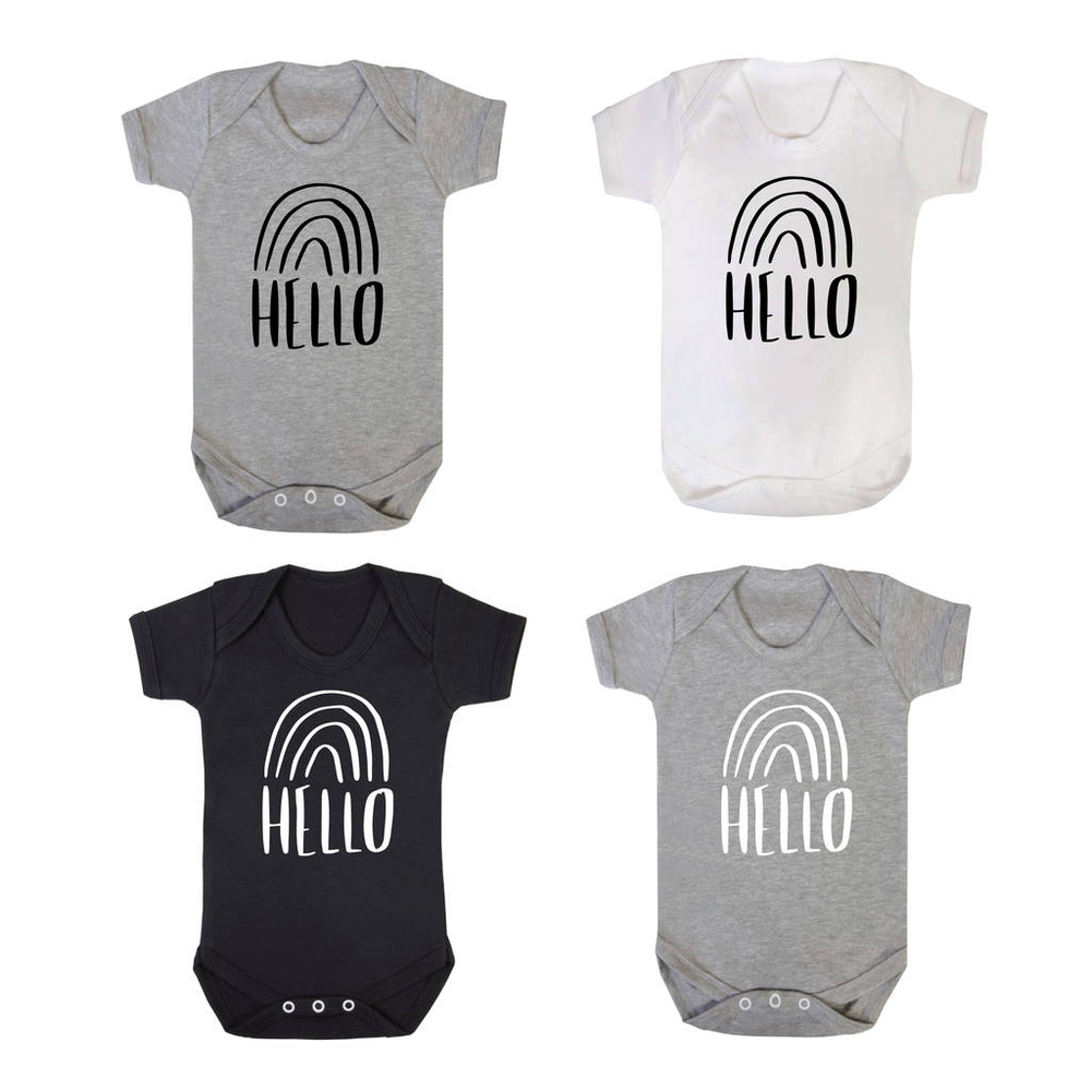 Rainbow New Baby Announcement Bodysuit by Clouds and Currents