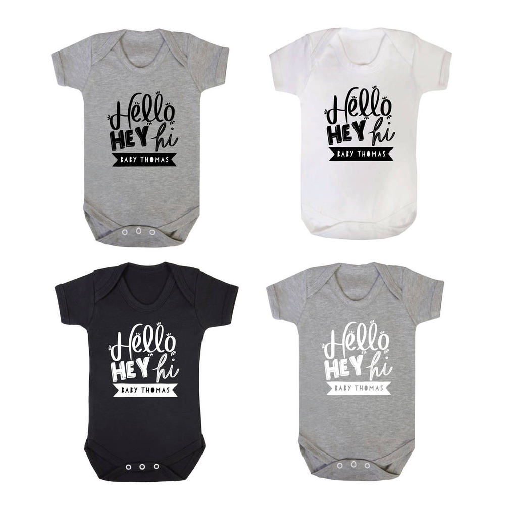 Personalised New Baby Announcement Baby GrowClouds and Currents
