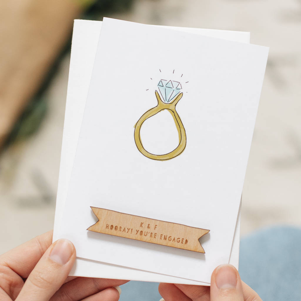 Personalised Illustrated Ring Engagement CardClouds and Currents