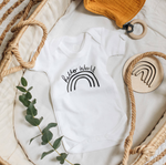 Hello World Baby Announcement Baby Grow by Clouds and Currents