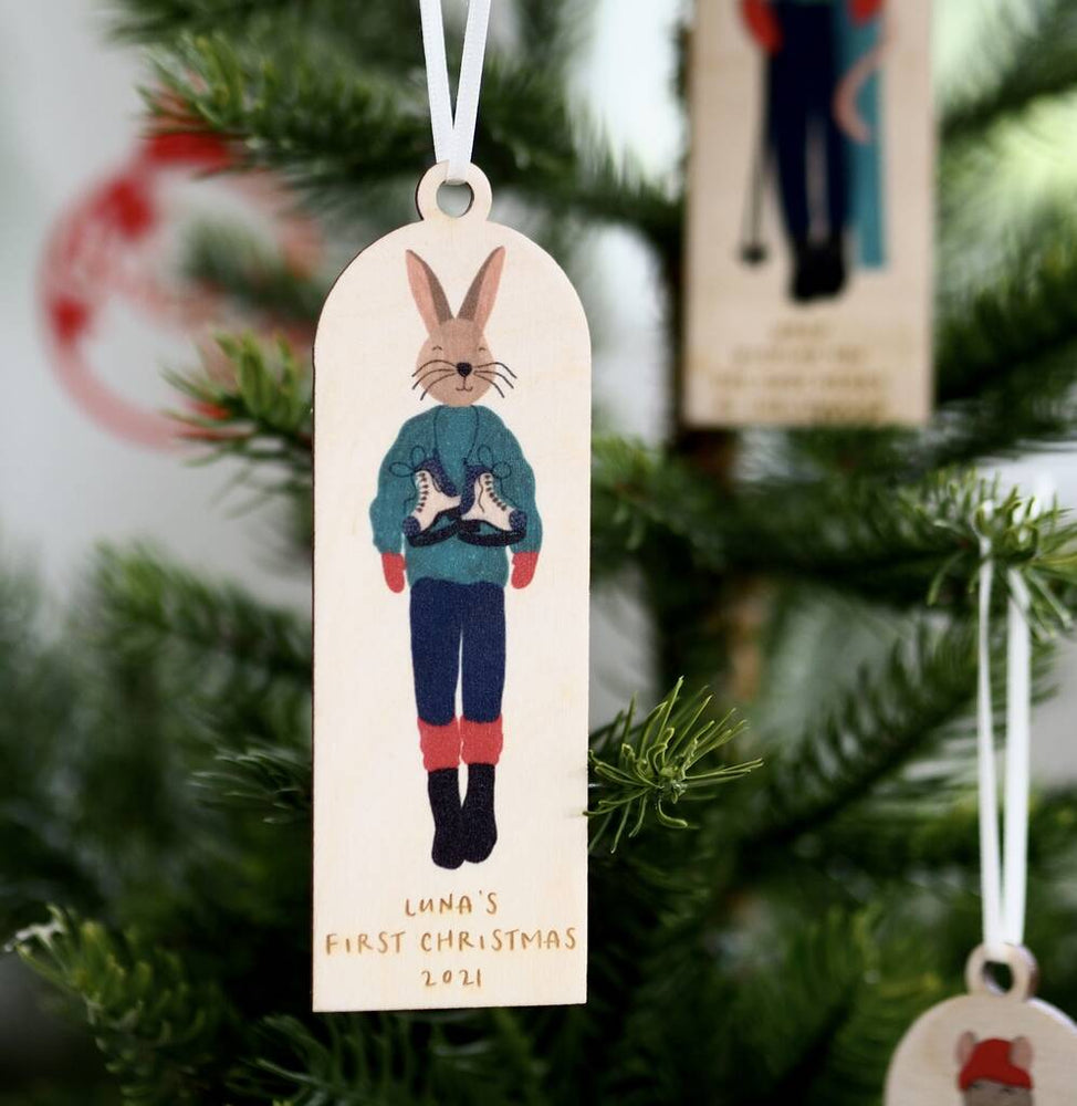 Personalised Winter Rabbit Christmas Decoration By Clouds and Currents