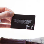 Handwriting Quote Wallet Card by Clouds and Currents