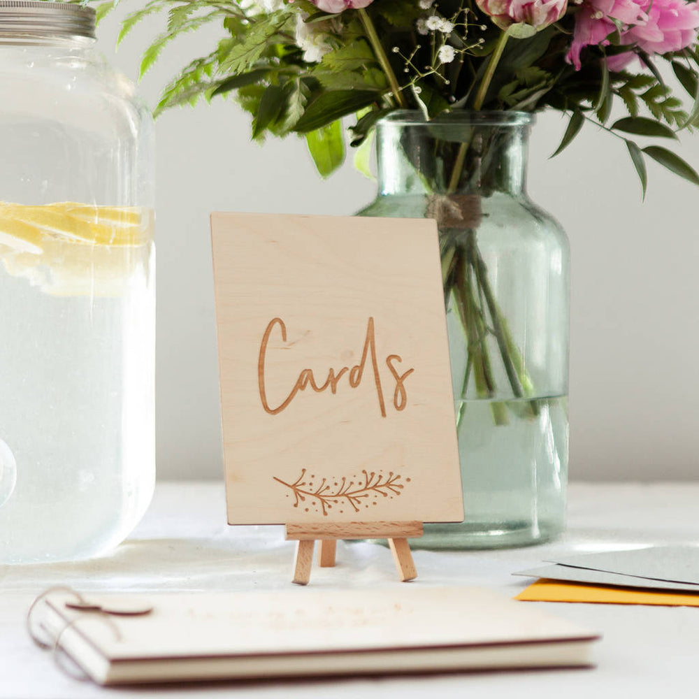 Bespoke Wedding Cards Table Sign by Clouds and Currents